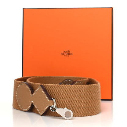 Hermes Toile Epsom 105mm Attelage Shoulder Strap Biscuit Alezan Nata Gold 6 of 6