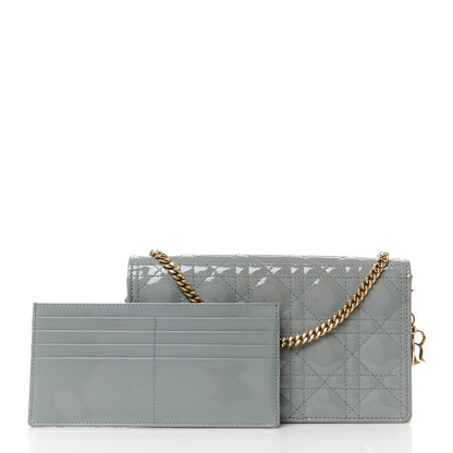 Christian Dior Patent Cannage Lady Dior Chain Wallet Denim 3 of 16