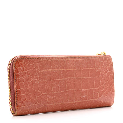 Miu Miu Vernice Crocodile Embossed Calfskin Zip Around Wallet Antico 3 of 12
