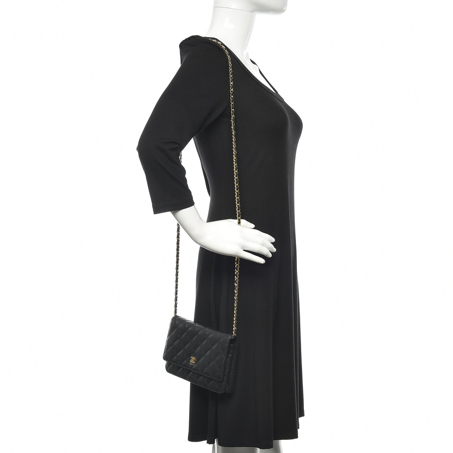 Caviar Quilted Wallet On Chain WOC Black