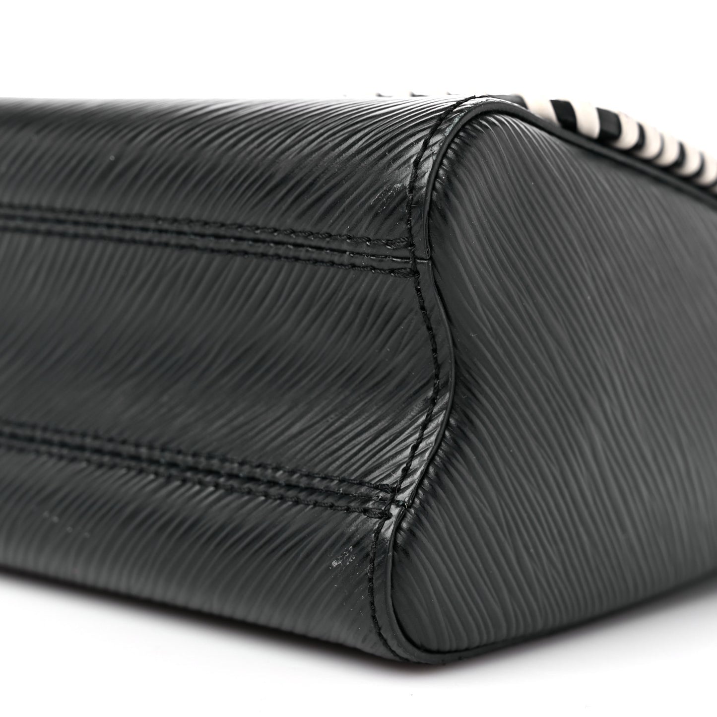 Epi Embroidered Twist Shoulder Bag MM Black