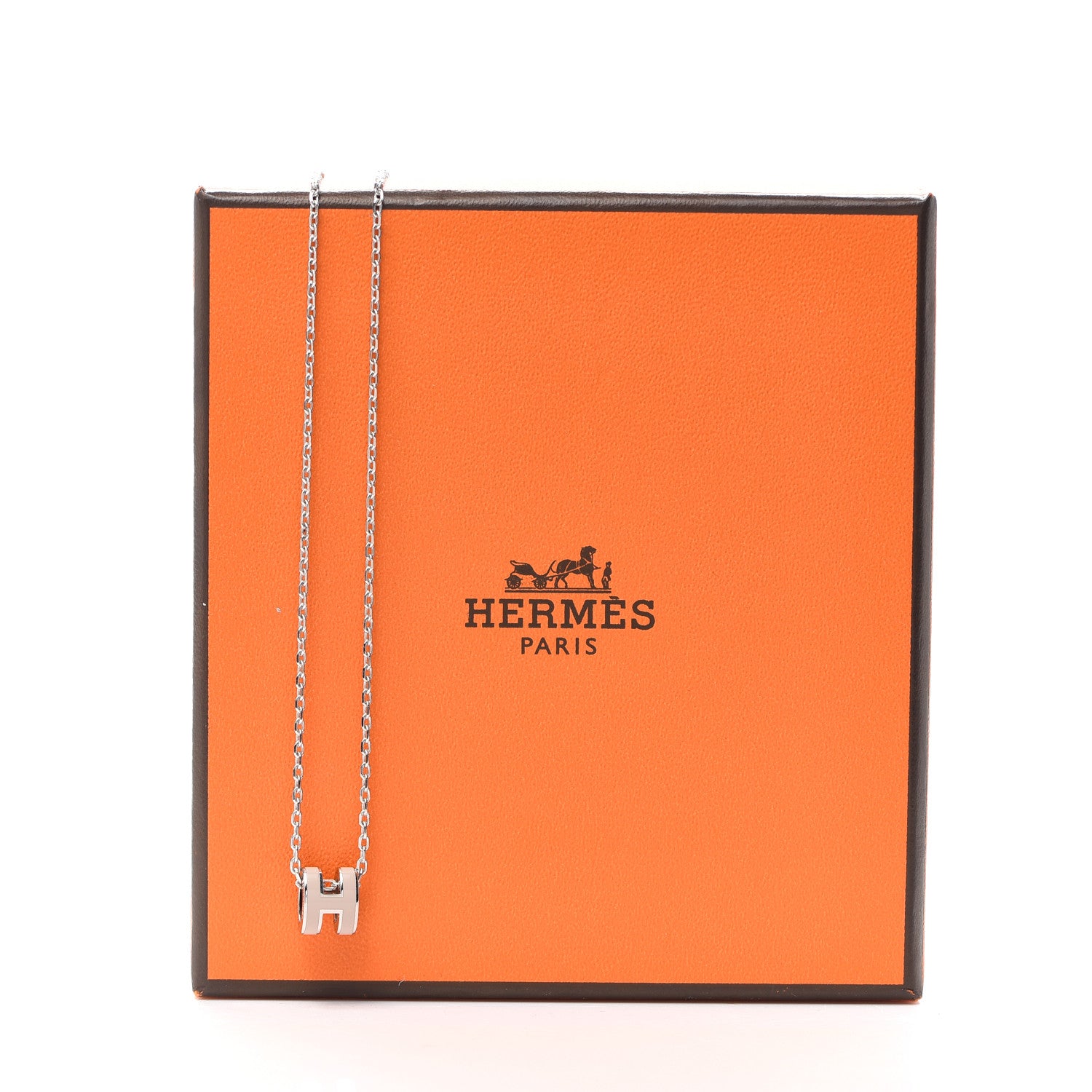 Hermes Palladium Mini Pop H Pendant Necklace Marron Glace 5 of 5