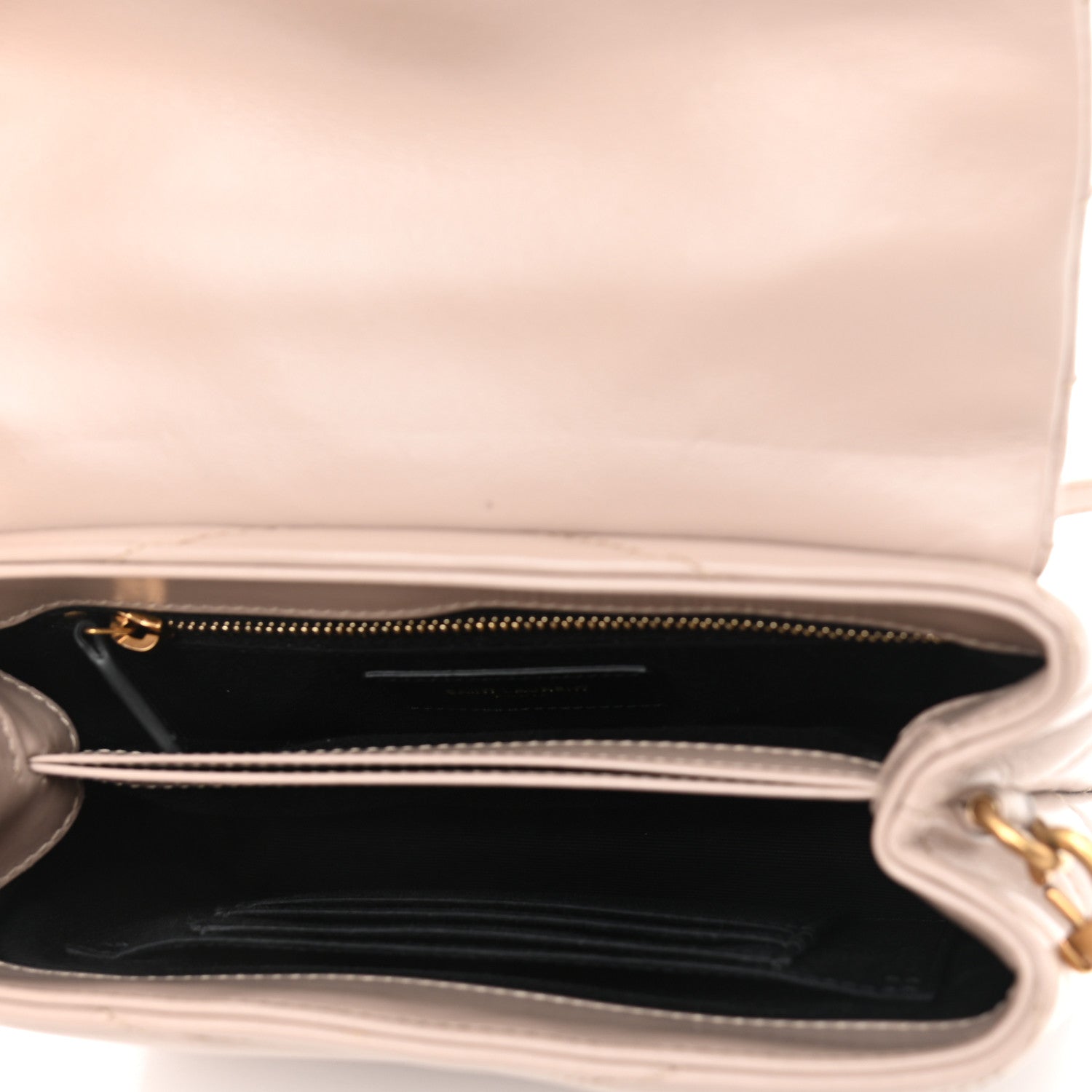 Saint Laurent Calfskin Y Quilted Monogram Toy Loulou Crossbody Bag Latte 4 of 12