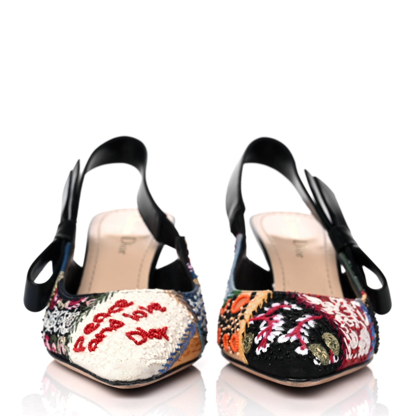 Calfskin Embroidered Beaded Sweet D Sling-Back Pumps 37.5 Multicolor