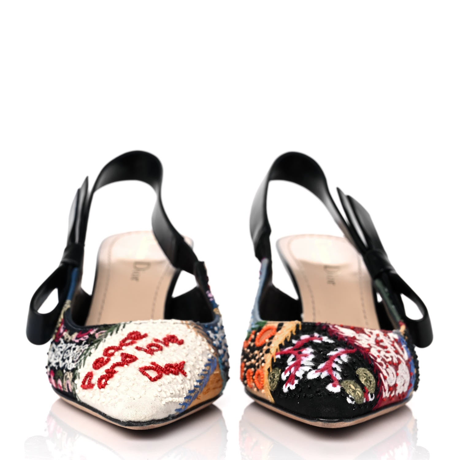 Christian Dior Calfskin Embroidered Beaded Sweet D Sling-Back Pumps 37.5 Multicolor 2 of 9