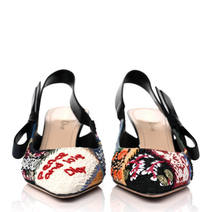Christian Dior Calfskin Embroidered Beaded Sweet D Sling-Back Pumps 37.5 Multicolor 2 of 9