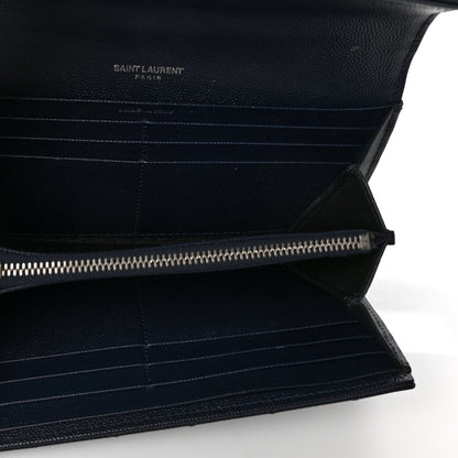 Saint Laurent Grain De Poudre Matelasse Chevron Monogram Flap Wallet Black 5 of 7