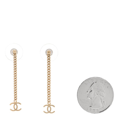 Chanel CC Long Drop Earrings Gold 2 of 4