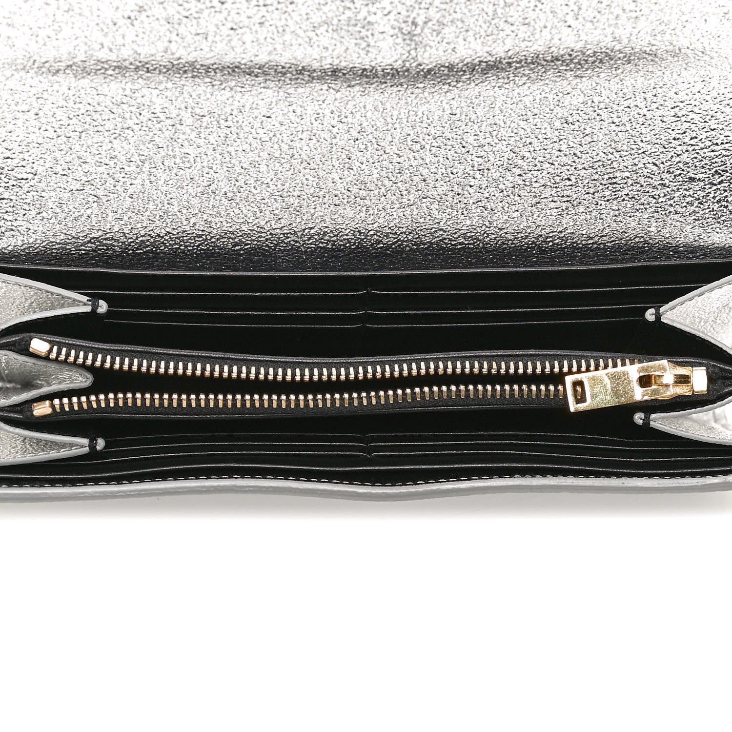 Saint Laurent Metallic Calfskin Classic Monogram Cassandre Wallet Silver 5 of 12