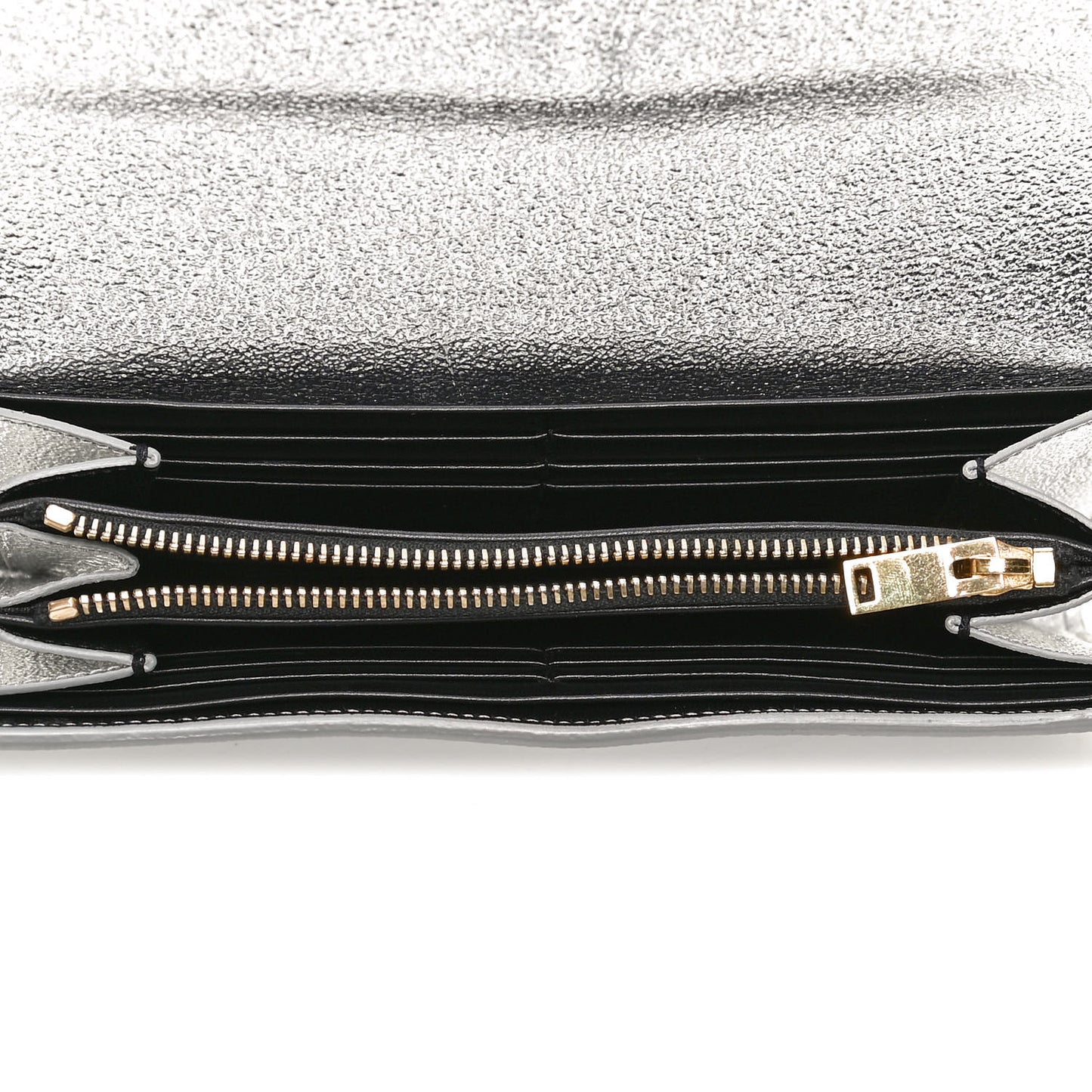 Metallic Calfskin Classic Monogram Cassandre Wallet Silver