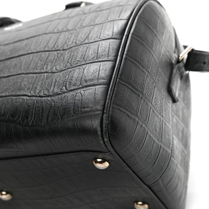 Saint Laurent Calfskin Crocodile Embossed Classic Duffle Bag Black 11 of 11