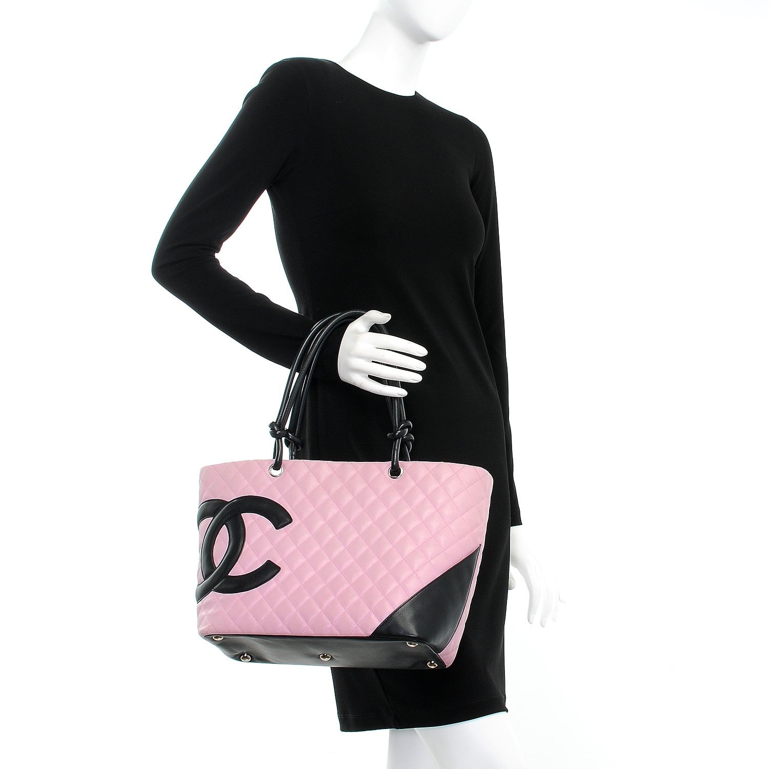 Chanel Calfskin Quilted Large Cambon Tote Pink Black 2 of 10