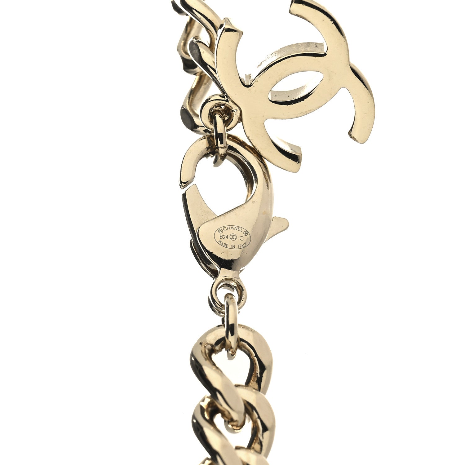 Chanel Metal Enamel Chain CC Necklace Gold Multicolor 4 of 4