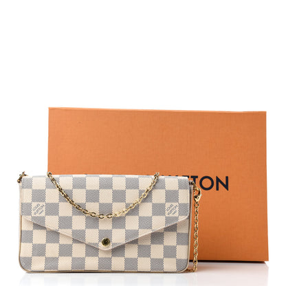 Louis Vuitton Damier Azur Pochette Felicie Chain Wallet Rose Ballerine 16 of 16