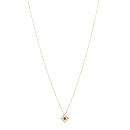 David Yurman 18K Yellow Gold Diamond Garnet Venetian Quatrefoil Pendant Necklace 1 of 4