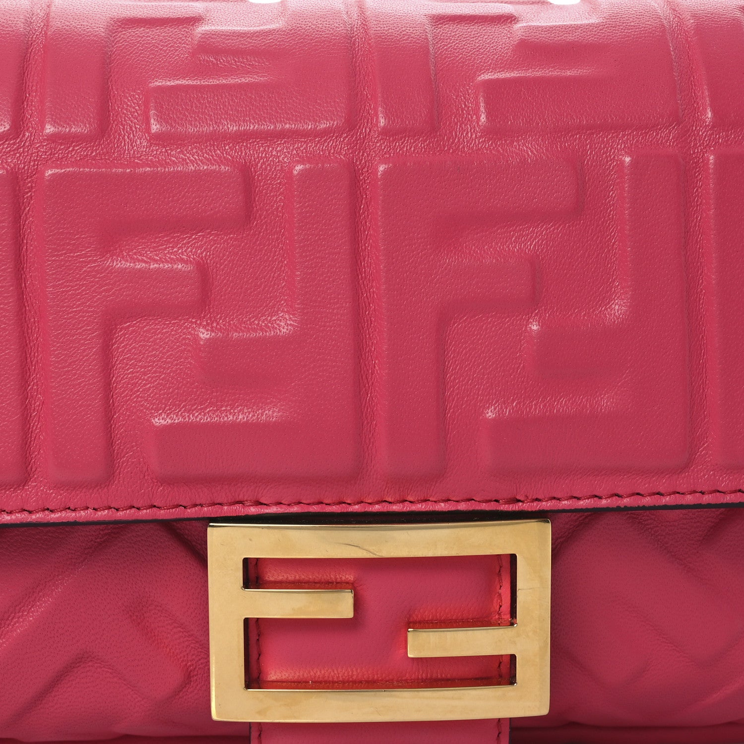 Fendi Nappa FF 1974 Embossed Baguette Lampone 8 of 13