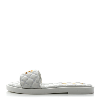Chanel Lambskin Quilted Textured CC Mules Sandals 40 White 1 of 8