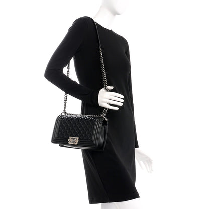 Chanel Lambskin Quilted Medium Boy Flap Black 2 of 8