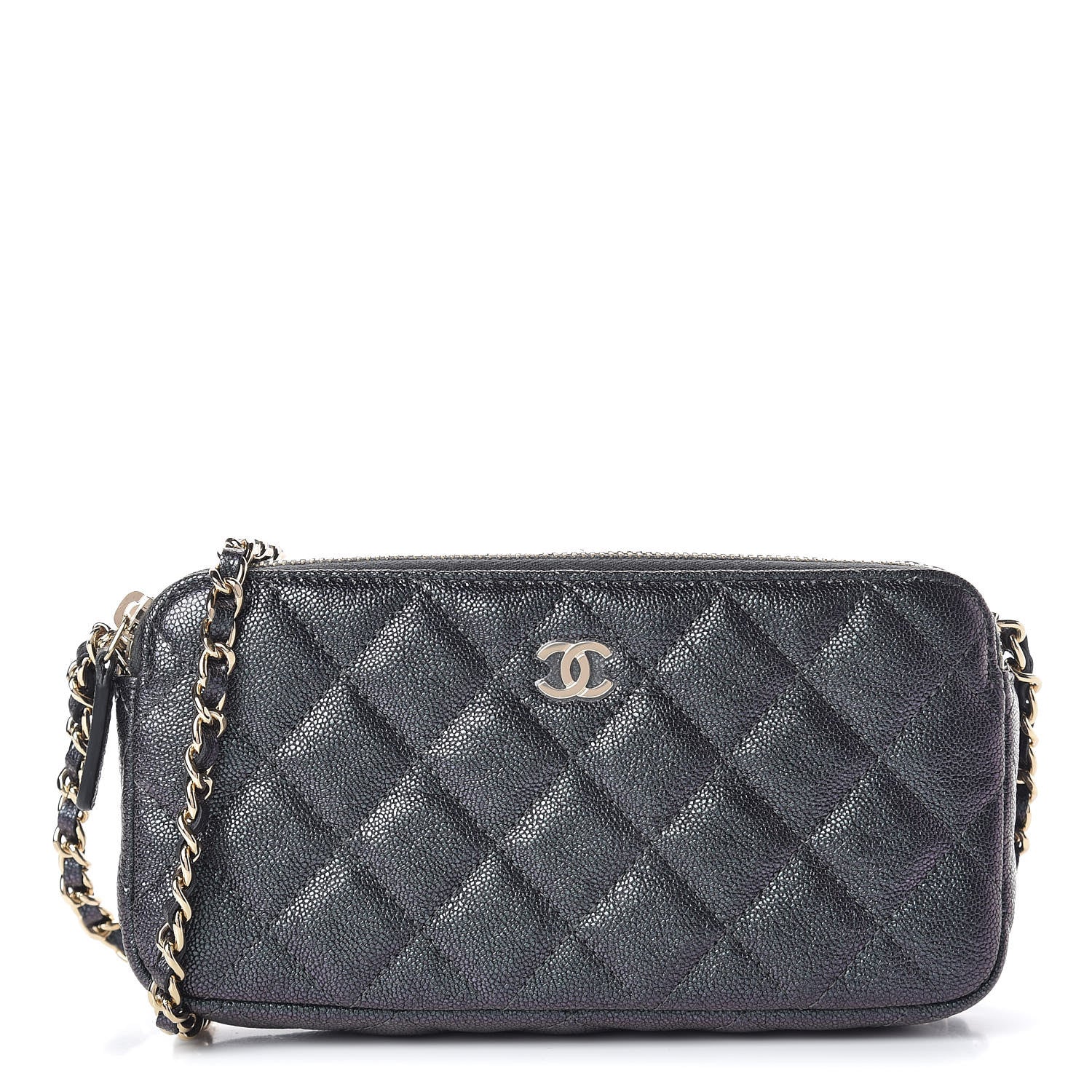 Chanel Iridescent Caviar Quilted Clutch With Chain Black 1 of 13