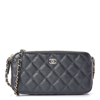 Chanel Iridescent Caviar Quilted Clutch With Chain Black 1 of 13