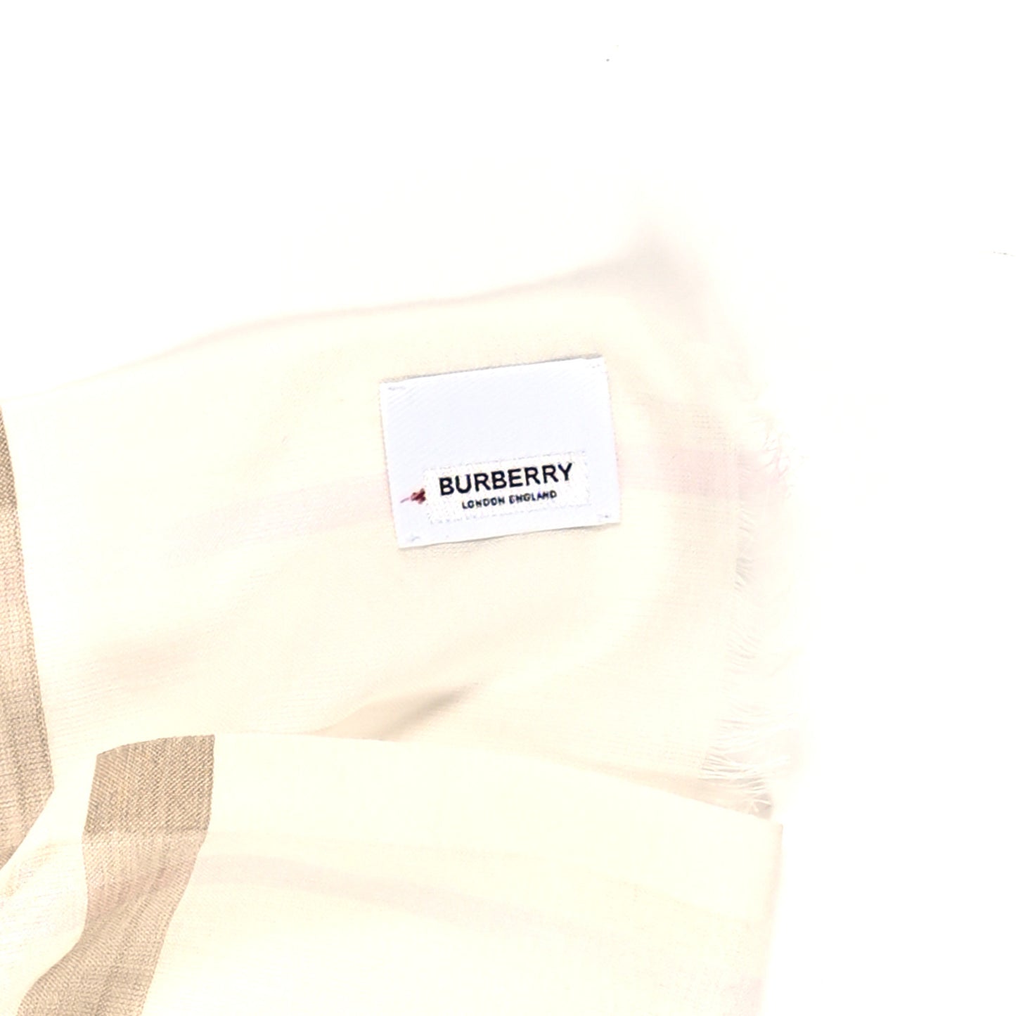 Wool Silk Gauze Giant Check Scarf White Alabaster