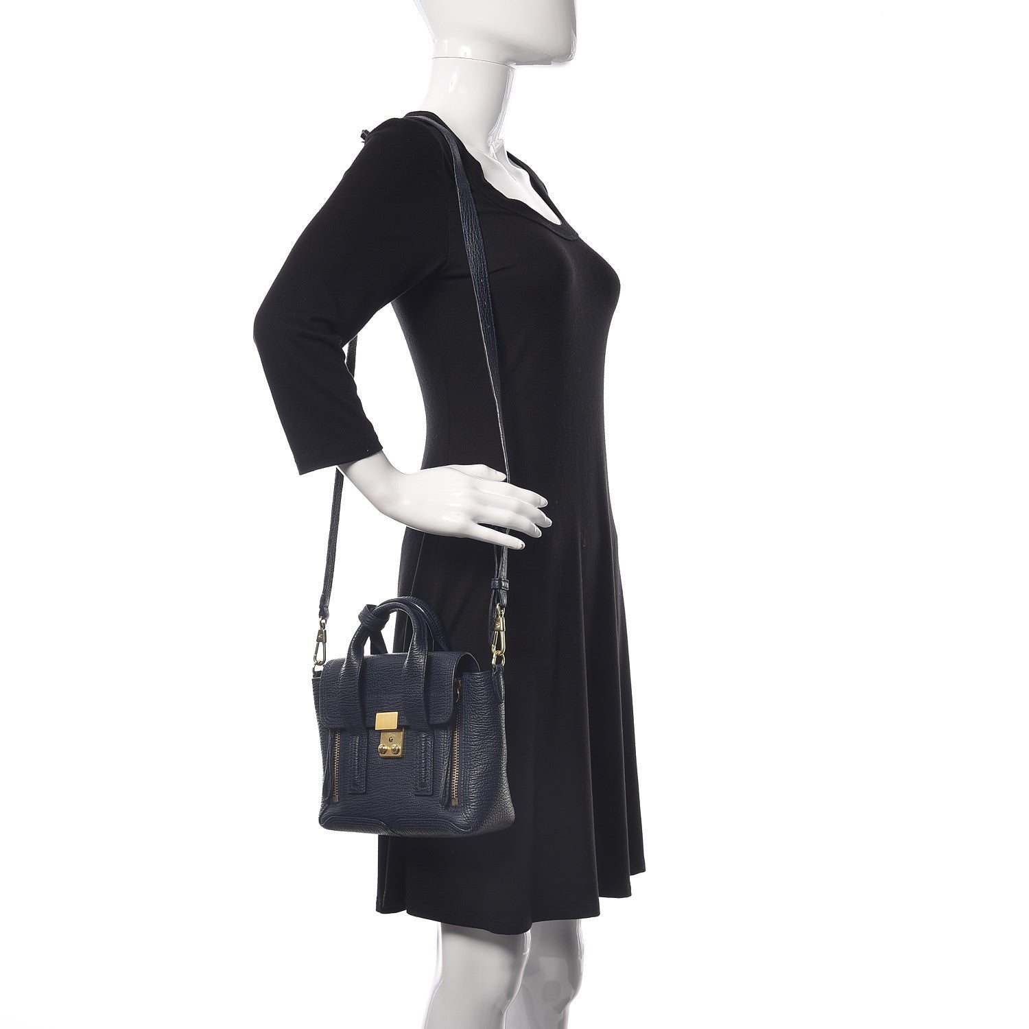 3.1 Phillip Lim 3.1 Textured Calfskin Mini Pashli Satchel Ink 2 of 10