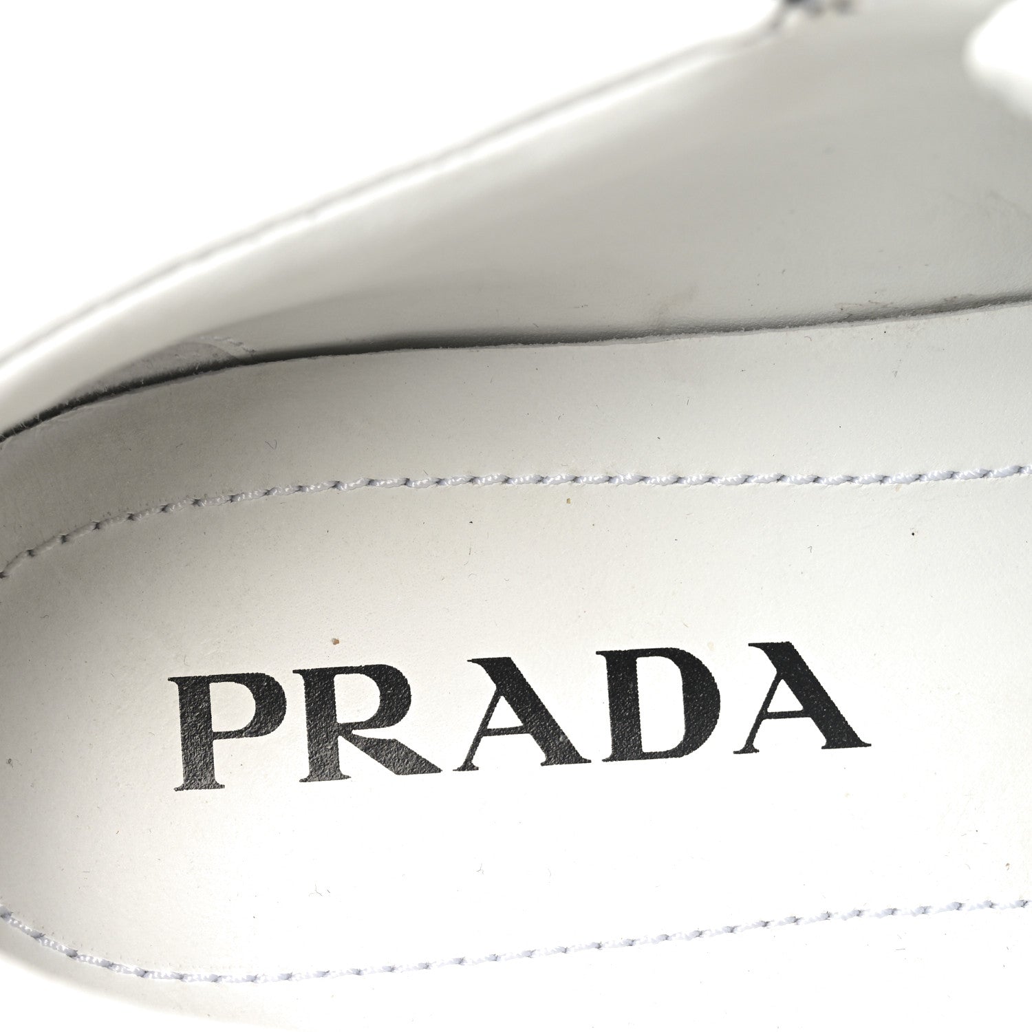 Prada Spazzolato Rois Vitello Soft Triangle Logo Womens Low Top Sneakers 38 White Black 8 of 8