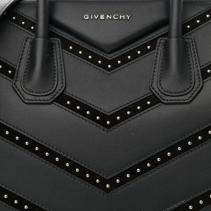 Givenchy Calfskin Suede Small Studded Chevron Antigona Black 7 of 10
