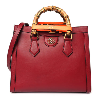 Gucci Wonka Grain Calfskin Small Diana Tote Bag Dark Red Orange Fluo 1 of 10
