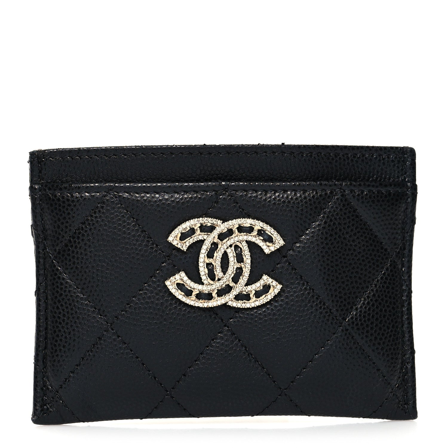 Chanel Caviar Quilted Crystal Card Holder Black 1 of 9