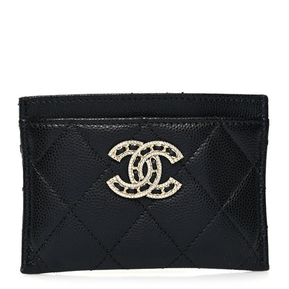 Chanel Caviar Quilted Crystal Card Holder Black 1 of 9