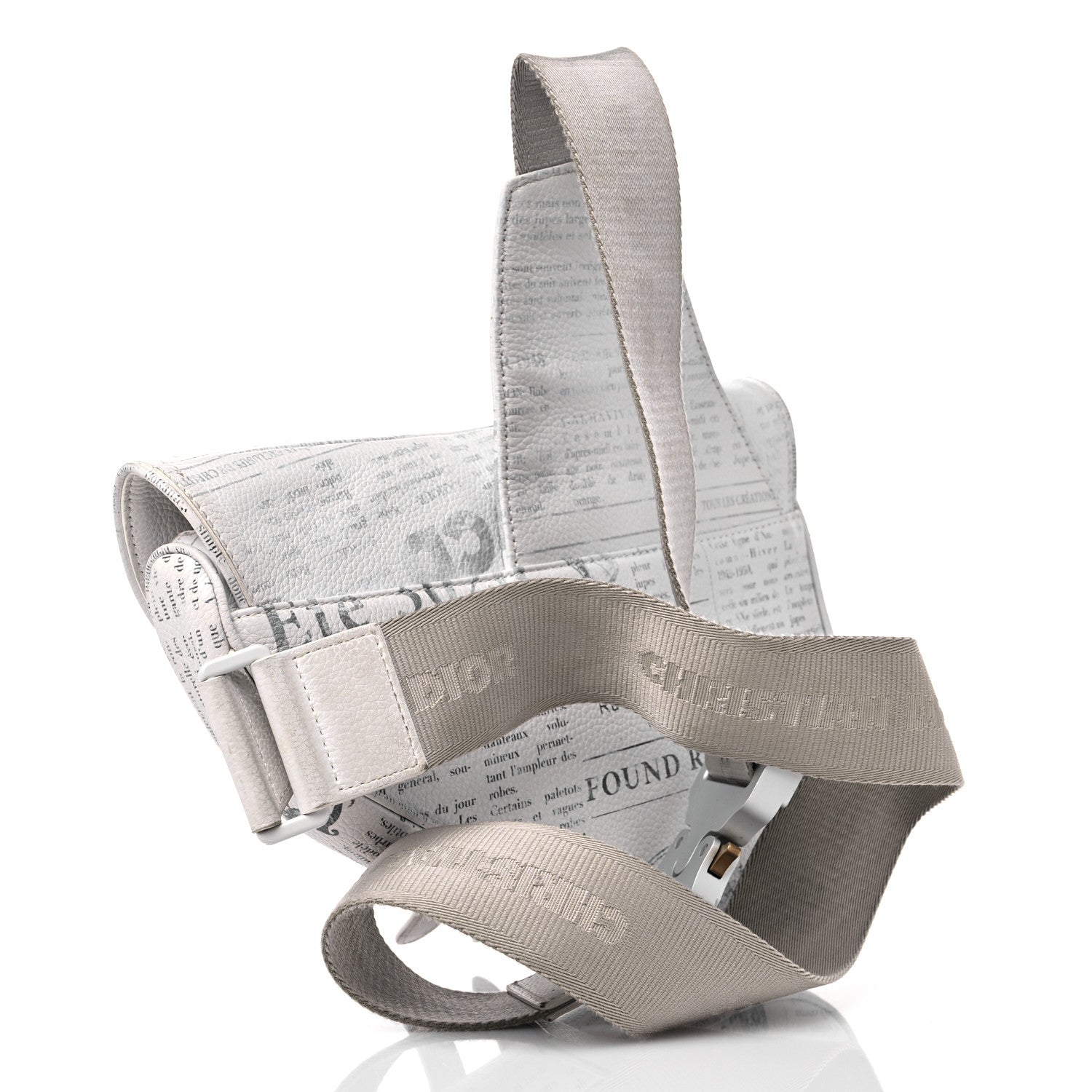 Christian Dior X DANIEL ARSHAM Grained Calfskin Newspaper Print Saddle Bag White 3 of 19