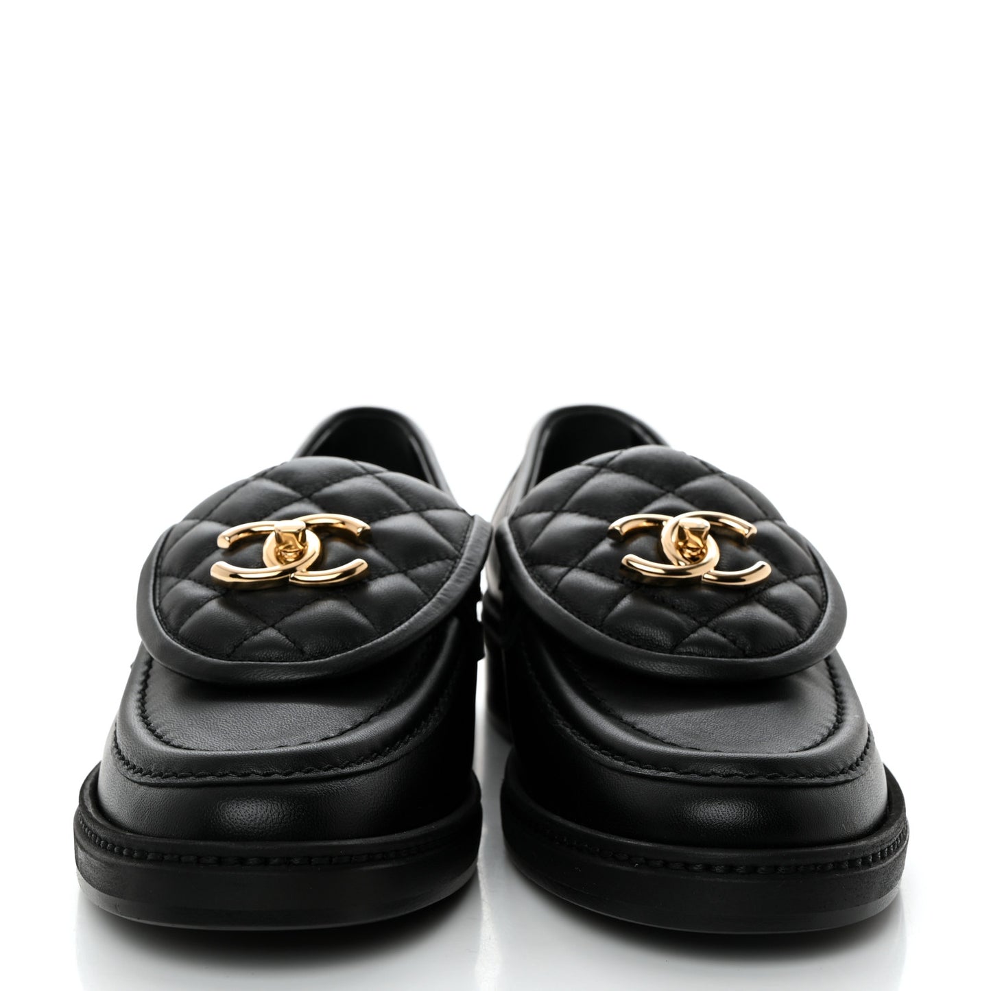 Lambskin Quilted CC Turnlock Loafers 36 Black