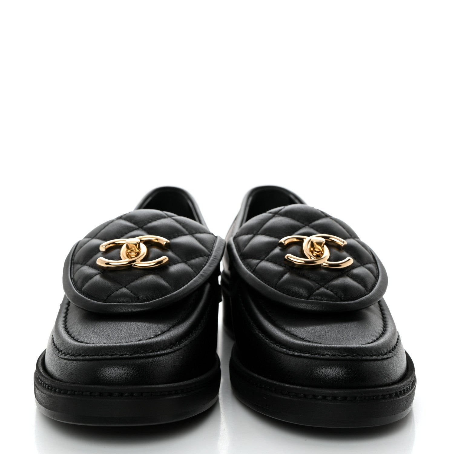 Chanel Lambskin Quilted CC Turnlock Loafers 36 Black 2 of 9