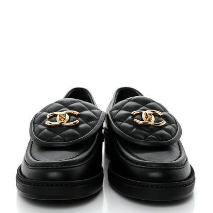 Chanel Lambskin Quilted CC Turnlock Loafers 36 Black 2 of 9