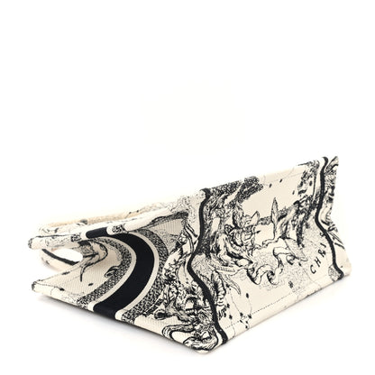 Christian Dior Canvas Embroidered Small Zodiac Toile De Jouy Book Tote Latte 4 of 10