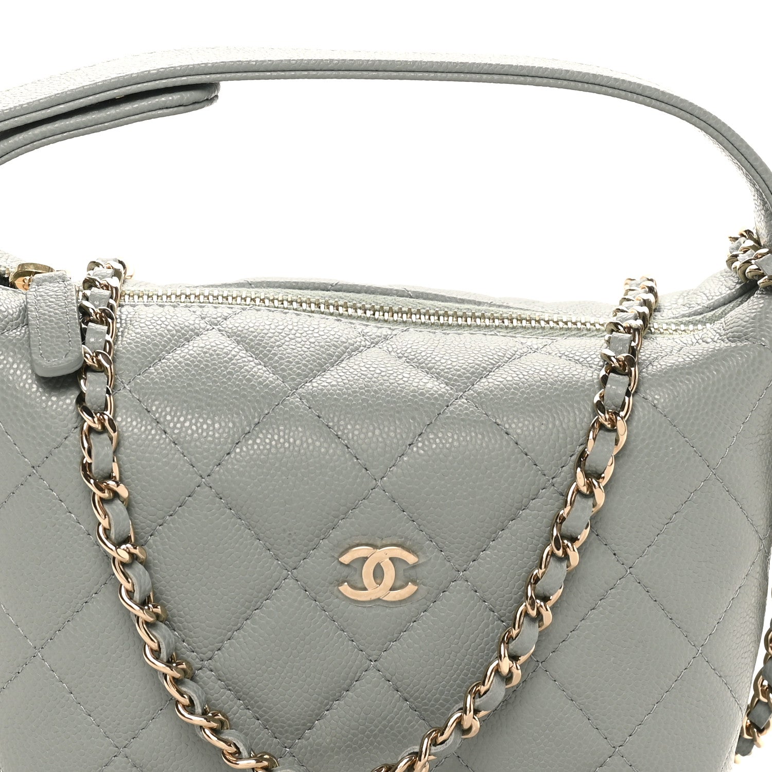 Chanel Caviar Quilted Hobo Clutch With Chain Light Green 8 of 11