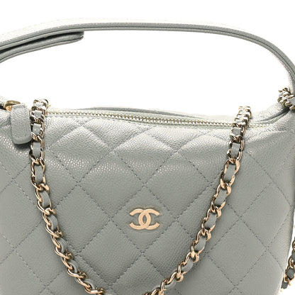 Chanel Caviar Quilted Hobo Clutch With Chain Light Green 8 of 11