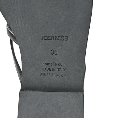 Hermes Calfskin Miss Sandals 36 Black 9 of 10