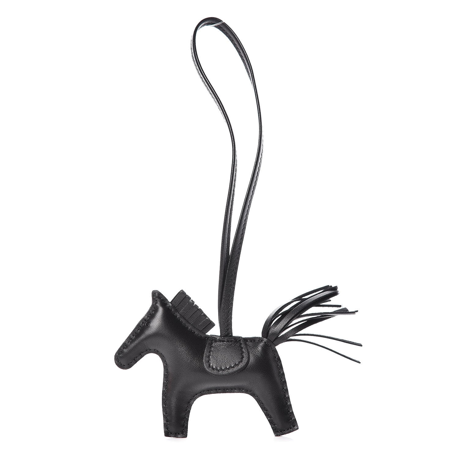 Hermes Milo Lambskin Grigri Rodeo Horse Bag Charm PM So Black 1 of 5