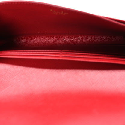 Prada Saffiano Metal Envelope Wristlet Crossbody Wallet Fuoco 5 of 9