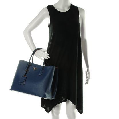 Prada Saffiano Cuir Medium Double Bag Inchiostro 2 of 7