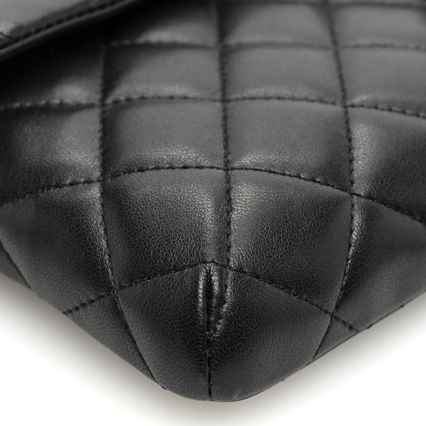 Lambskin Quilted Flap Clutch Black