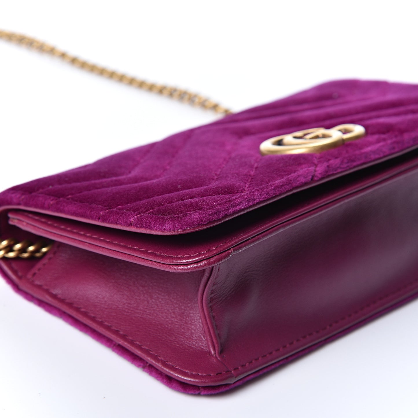 Velvet Matelasse GG Marmont Mini Bag Fuchsia Violet Cyclamen