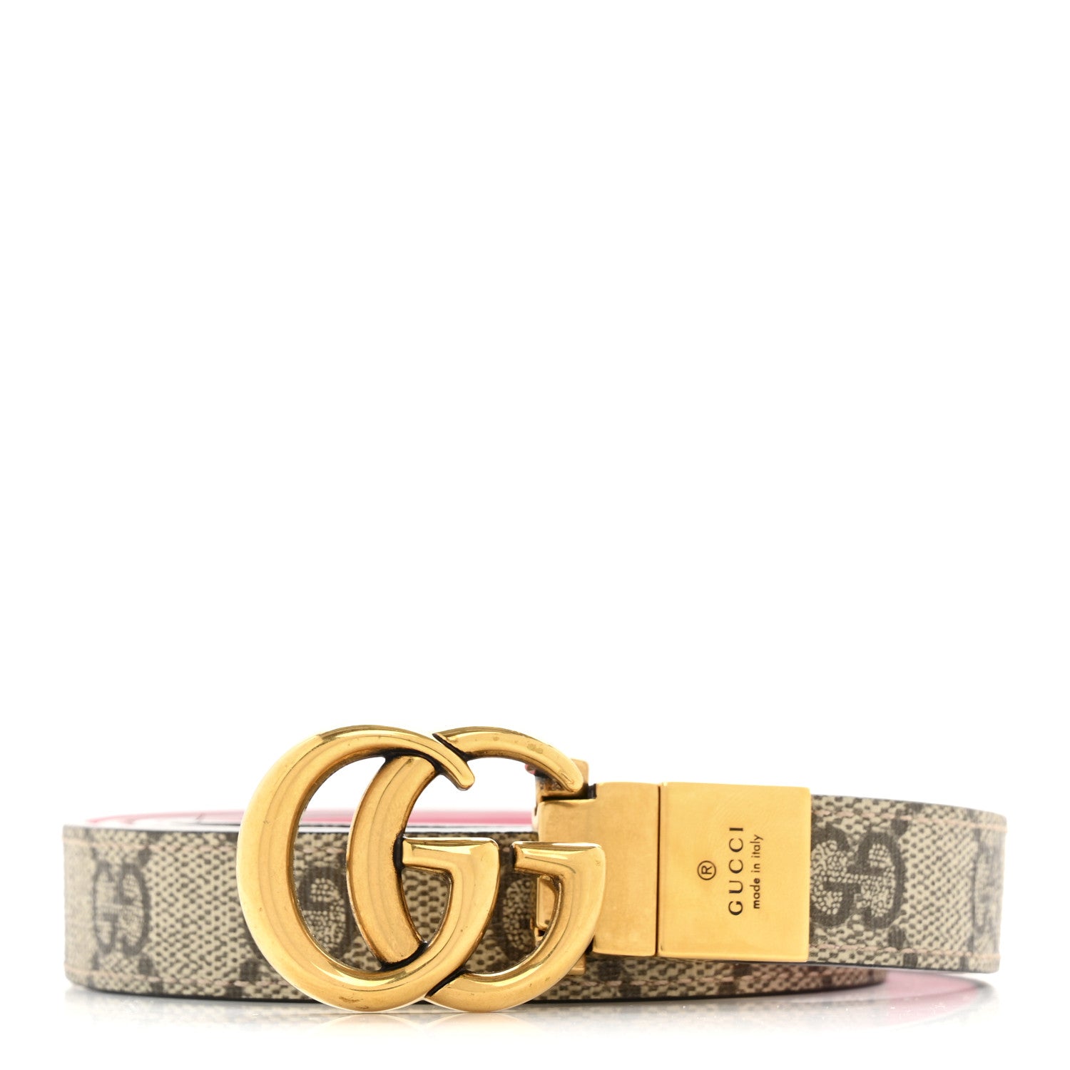 Gucci GG Supreme Monogram Plutone Calfskin Double G Reversible 20mm 110 44 Belt 1 of 7