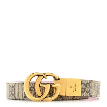 Gucci GG Supreme Monogram Plutone Calfskin Double G Reversible 20mm 110 44 Belt 1 of 7
