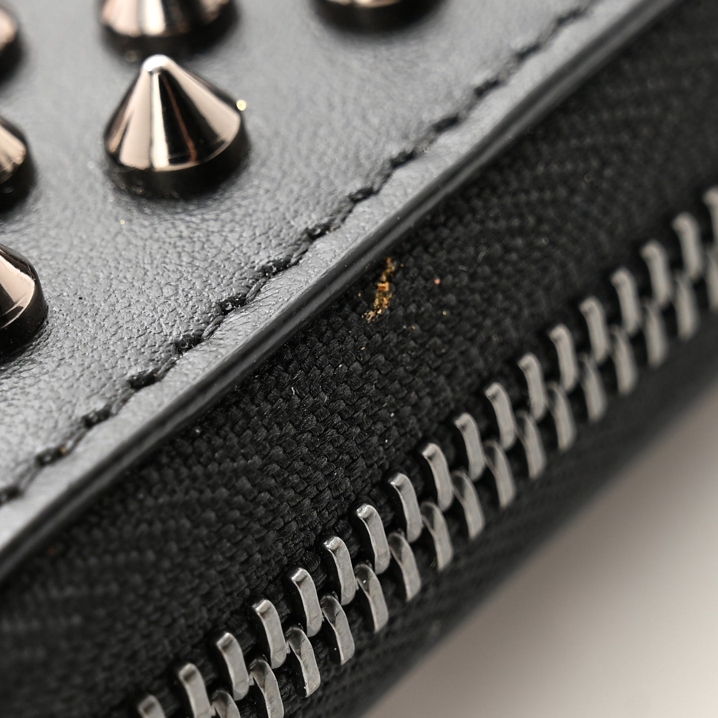 Calfskin Panettone Spiked Zip Around Wallet Black
