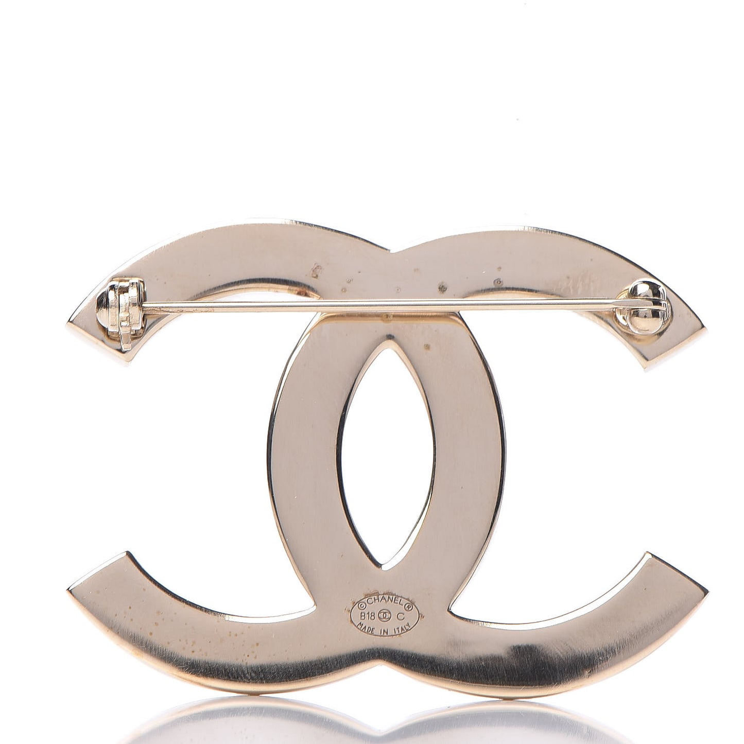 Baguette Crystal Quilted CC Brooch Gold
