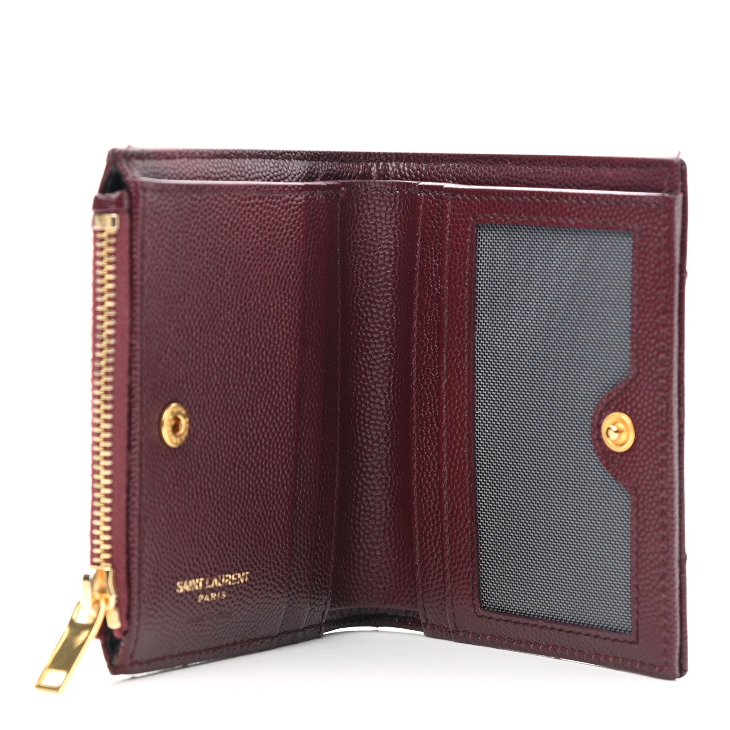 Saint Laurent Grain De Poudre Matelasse Chevron Monogram Zipped Card Case Palissandre 5 of 9