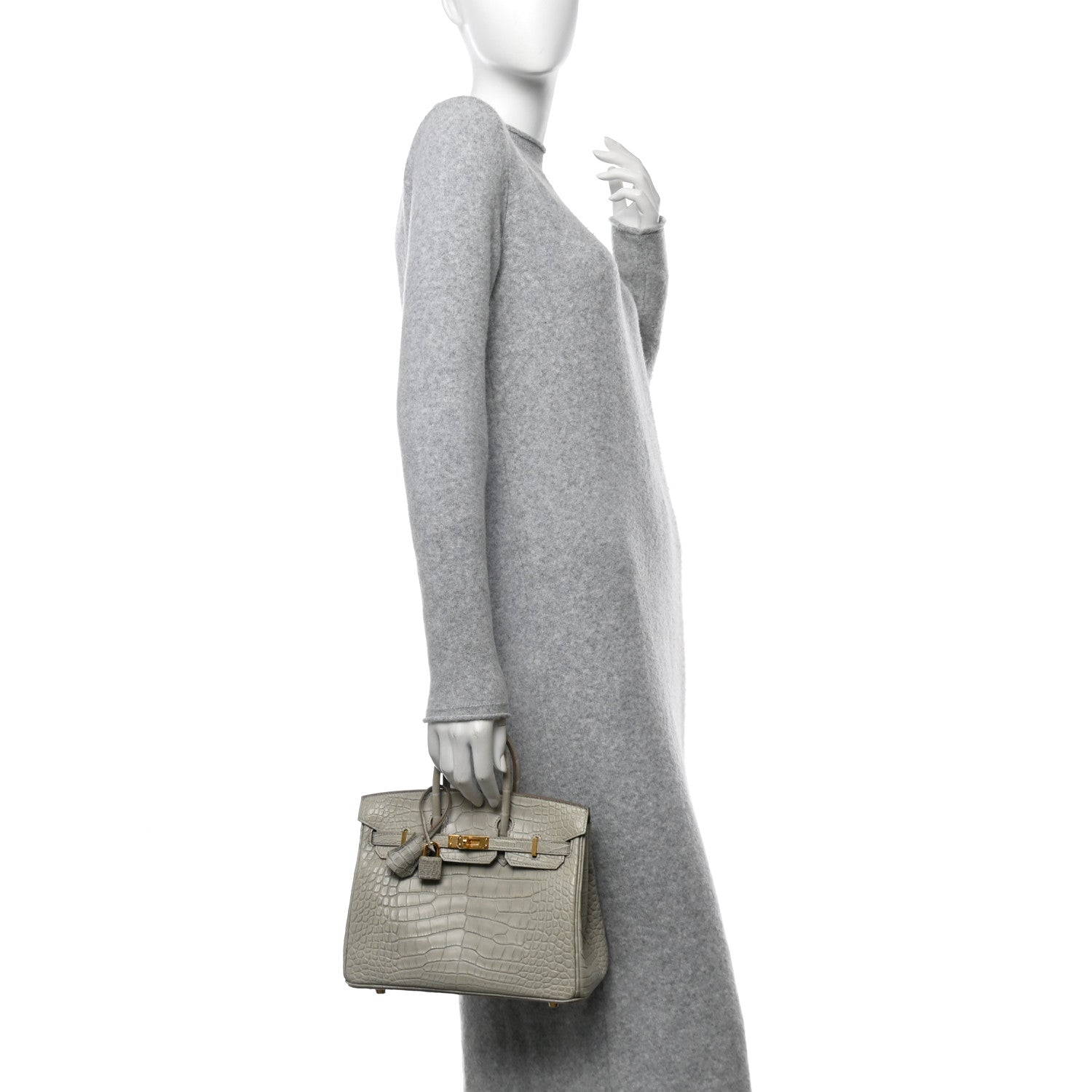 Hermes Matte Alligator Horseshoe Birkin 25 Gris Perle 1682224